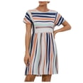 thumbnail image 2 of EIMELI Robe Décontractée pour Femmes Robe d'Été Col Rond Rayée à Boutons Mini Robe Décontractée Vêtements pour Femmes G Bleu, 2 of 9