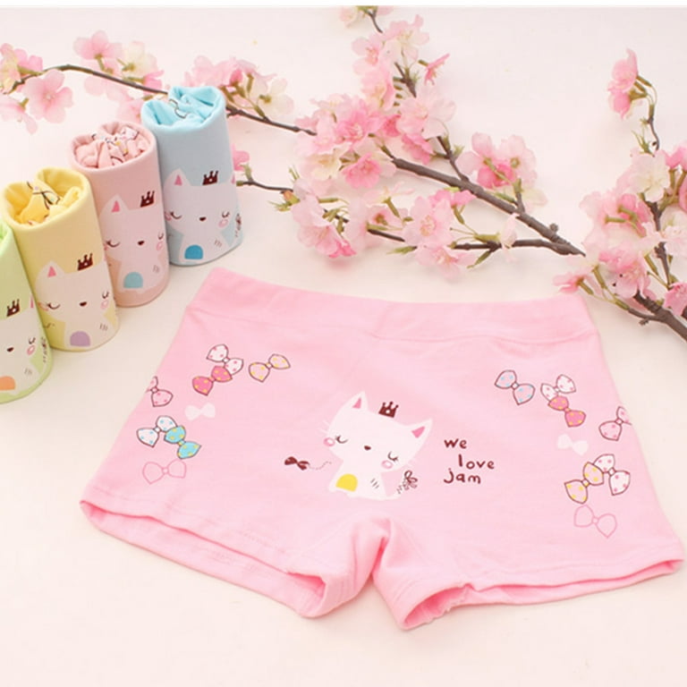 Girls Pink Cotton Boxer Kidley Panties Set For School & Seasons