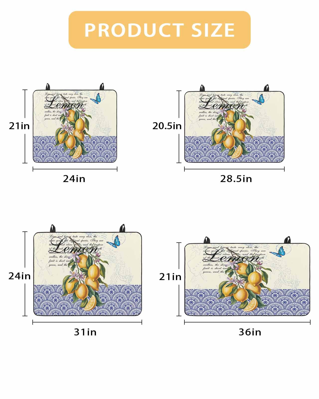 Large Induction Cooktop Protector Mat Lemon Stove Top Covers for Electric Stove, Summer Vintage Yellow Fruits Italy Blue Textured Decorative Stove Burner Cover Mats, Glass Top Stove Cover