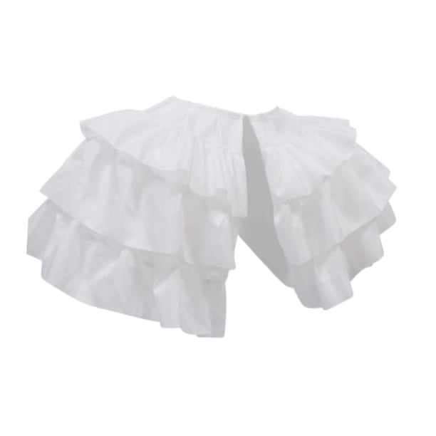 Falda interior de crinolina de doble cara para mujer, accesorios multicapa con decoración y volantes Blanco