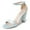 Blue Satin, variant on Shirley High Silver Comfortable Heels for Women | Open Toe Ankle Strap Sandal Block Heel Dress Platform