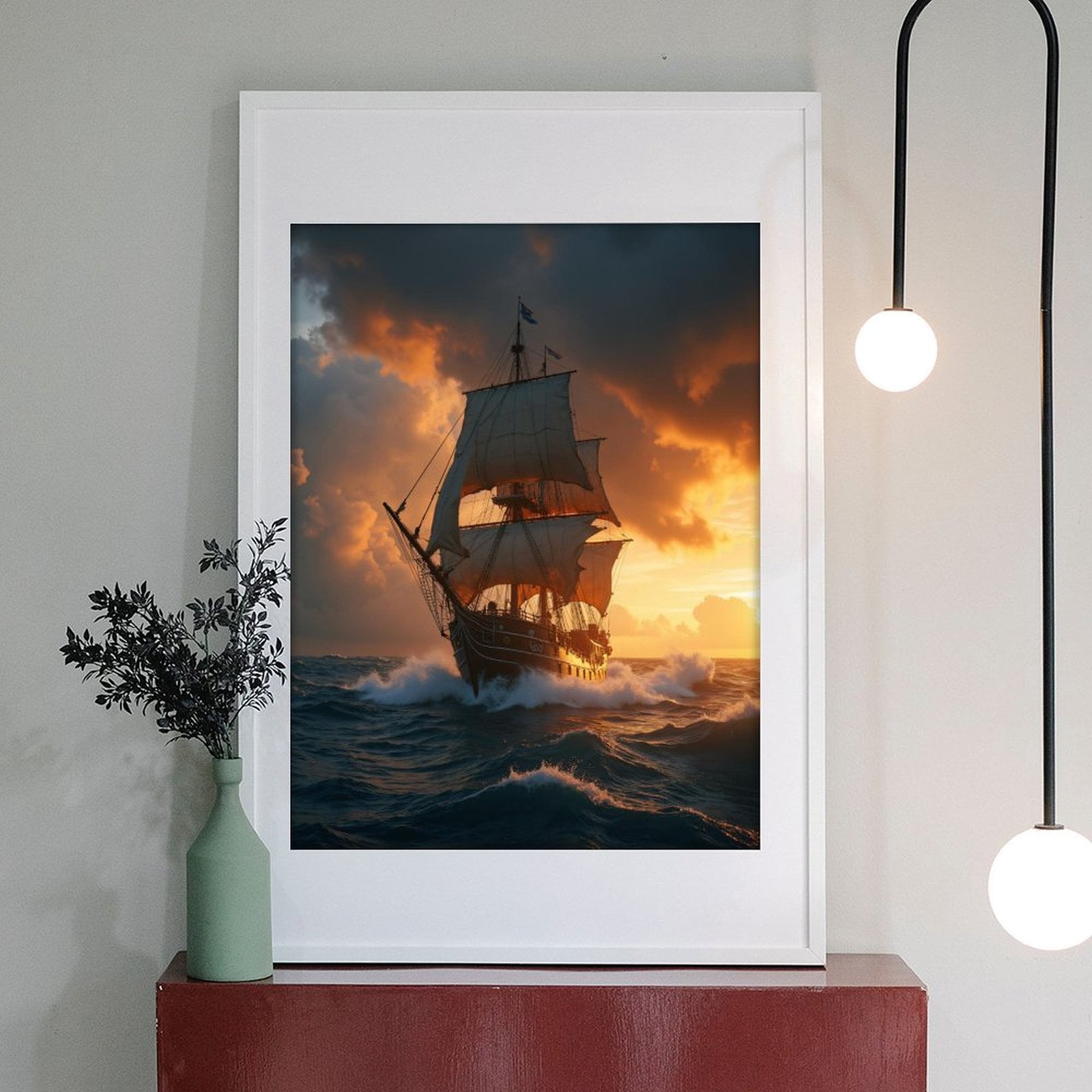 Diamond Art Kit for Adults, Sunset Voyage Tall Ship Ocean Waves Diamond Painting for Adults Beginners, 5D DIY Diamond Art Painting Kits, Colorful Diamond Painting Craft for Home Decor 12x16 Frameless