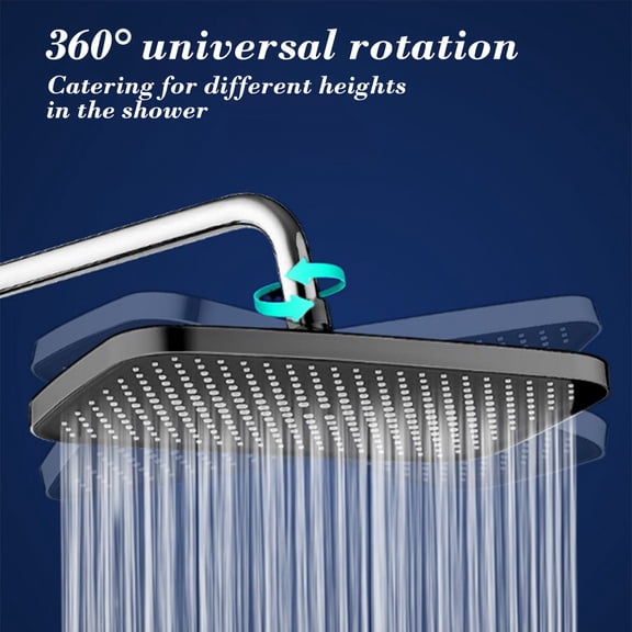 TaTaai 2Pcs Pressurized Top Spray Rain Shower Head, Large Rectangular Rainfall Showerhead, Detachable Waterfall Rain Fall Showerheads