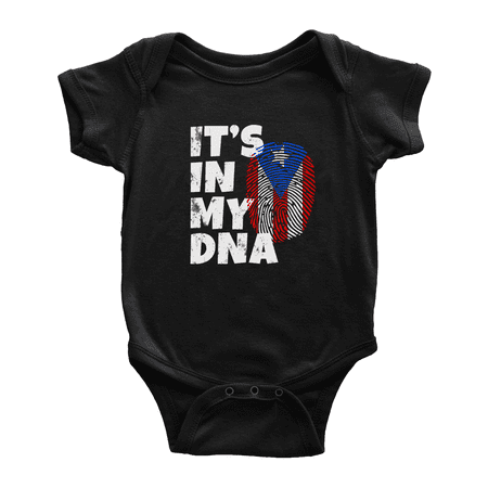 

It s In My DNA Puerto Rican Flag Country Pride Baby Rompers Baby Bodysuit (Black 18-24 Months)