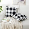 thumbnail image 2 of Unique Bargains 2-Pack Retro Pom Decorative Throw Pillow Covers 18" x 18" Black and White, 2 of 8