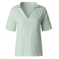 thumbnail image 6 of FUYUDY Women'S Shirt Classic Oversized V Neck Versatile Solid Color Loose Fit Casual Top For Ladies Comfortable Everyday Wear,Green,XXL, 6 of 7