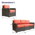 thumbnail image 2 of Krikacy 5-PCS Outdoor Wicker Modular Sofa Chair Set, All-Weather HDPE w/Thick Cushions, Orange, 2 of 6