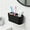 Black, variant on Wall Mounted Toothbrush Organizer With Cover Bathroom Countertop Storage Rack Holder Stand Cup