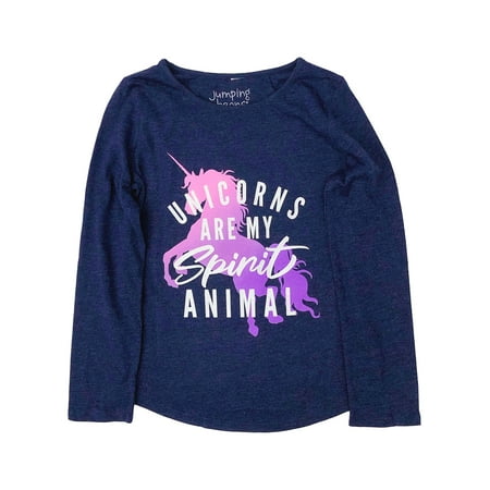 Jumping Beans Girls Navy Sparkle Unicorns Are My Spirit Animal T-Shirt Shirt 7