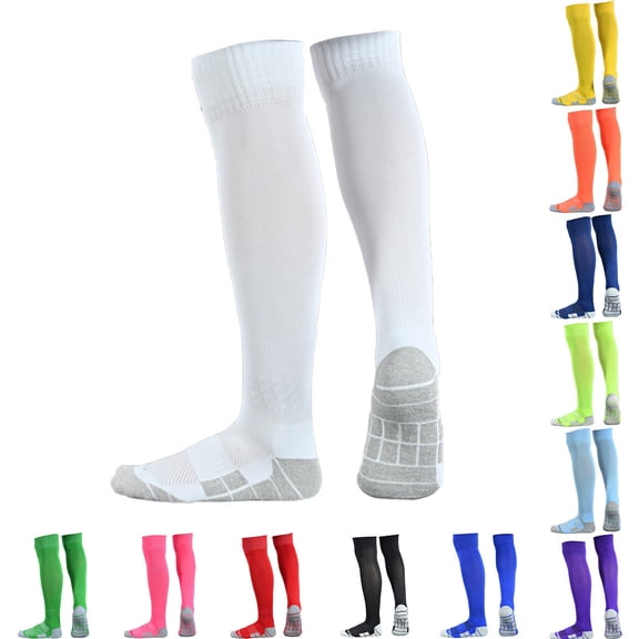 Girls Boys Thick Terry Bottom Long Soccer Socks For Kids 6-14 Years Sports Training Outdoor Wear