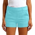 thumbnail image 2 of Casual Shorts For Women Summer Solid Pocket Hiking Vacation Lounge Daily Casual Weekend Beach Wear Modern Casual Wardrobe Simple Everyday Styling Blue L, 2 of 8