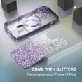 thumbnail image 3 of Magnetic for iPhone 15 Plus Case Compatible with MagSafe [Military Grade Drop Protection] Full Camera Lens Protector Luxury Gradual Glitter Plating Soft Phone Case for Women Girls, Purple, 3 of 14