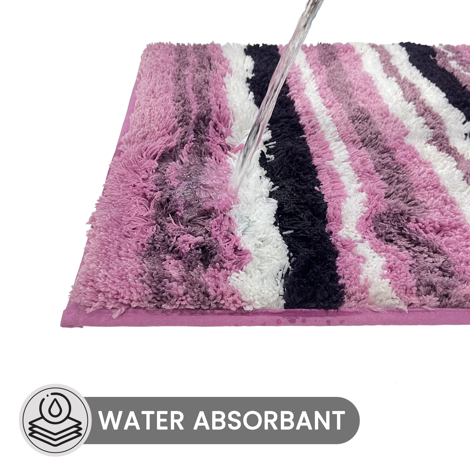 Better Trends 20" x 60" Bathroom Runner Mat, 100% Polyester Non-Slip Bath Rug, Water Absorbent, Machine Washable Griffie Collection - Purple