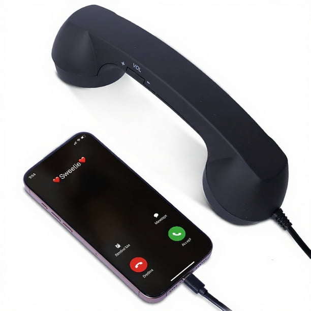 Cateissary Teléfono retro de comunicación con transmisión de señal estable y receptor tipo C. Teléfono y Comunicación negro