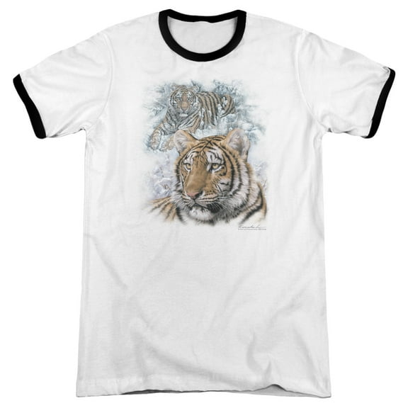 Wildlife Tigers Adult Ringer T-Shirt White Black