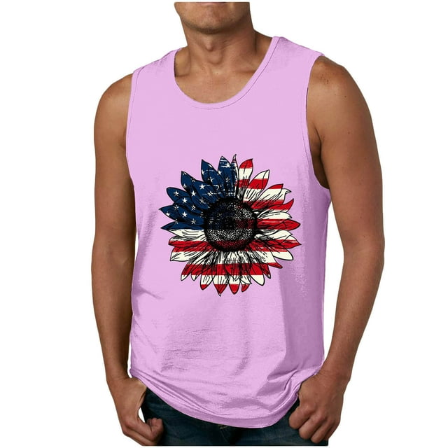 Tanques para Hombre para el Verano Solto Chaleco Impresión Deportivo Cuello Redondo, Casual