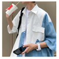 thumbnail image 3 of Camisa de media manga para hombre Camisa con botones de un solo pecho informal de moda para verano Blanco XL, 3 of 8