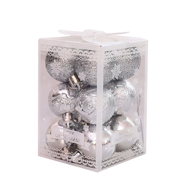 Matsuzay 12 unids/set adornos de brillo para decoración del hogar bolas de Navidad con construcción duradera fácil Kits de decoración para fiestas plata