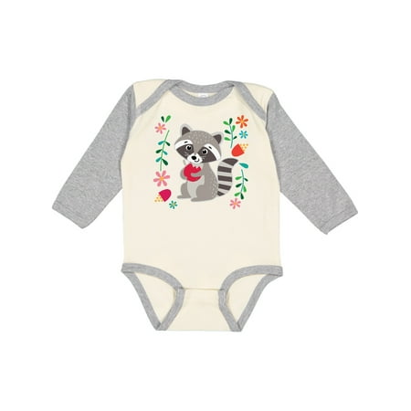 

Inktastic Woodland Raccoon Spring Flowers Gift Baby Girl Long Sleeve Bodysuit