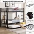 thumbnail image 5 of Seizeen Twin Over Twin Bunk Bed, Heavy Duty Metal Bed Frame with Trundle, Twin Over Twin Size Bed with 2 Side Ladder and Safety Rails, Bunk Beds for Guest Small Rooms Up to 3 Persons, Black, 5 of 14