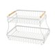 thumbnail image 3 of Cesta de frutas de dos niveles, soporte para almacenar verduras con asas de madera y estructura metálica. Blanco, 3 of 9