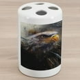 thumbnail image 1 of Eagle Ceramic Toothbrush Holder, Painting Style Bird Dark Feathers on Abstract Backdrop of USA, Decorative Versatile Countertop for Bathroom, 4.5" X 2.7", Brown Black Orange, 1 of 4