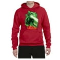 thumbnail image 2 of Catzilla Parody Taking Over City | Mens Cat Lover Hooded Sweatshirt Graphic Hoodie, Red, 3XL, 2 of 3