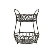 gourmet basics by mikasa loop and lattice wire basket, antique black