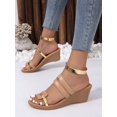 thumbnail image 3 of Women Metallic Detail Wedge Slide Sandals, Fashion Summer Sandals, 3 of 4