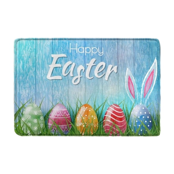 Alfombras de baño con huevos de Pascua multicolor, 60 x 40 cm, estilo rústico, para decoración del hogar, antideslizantes.