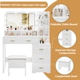 thumbnail image 2 of Ataucjin Vanity Desk, Makeup Vanity Desk with Mirror & 9 LED Light Bulbs, 5 Large Drawers and 3 Tiers of Open Shelves for Bedroom, 2 of 7