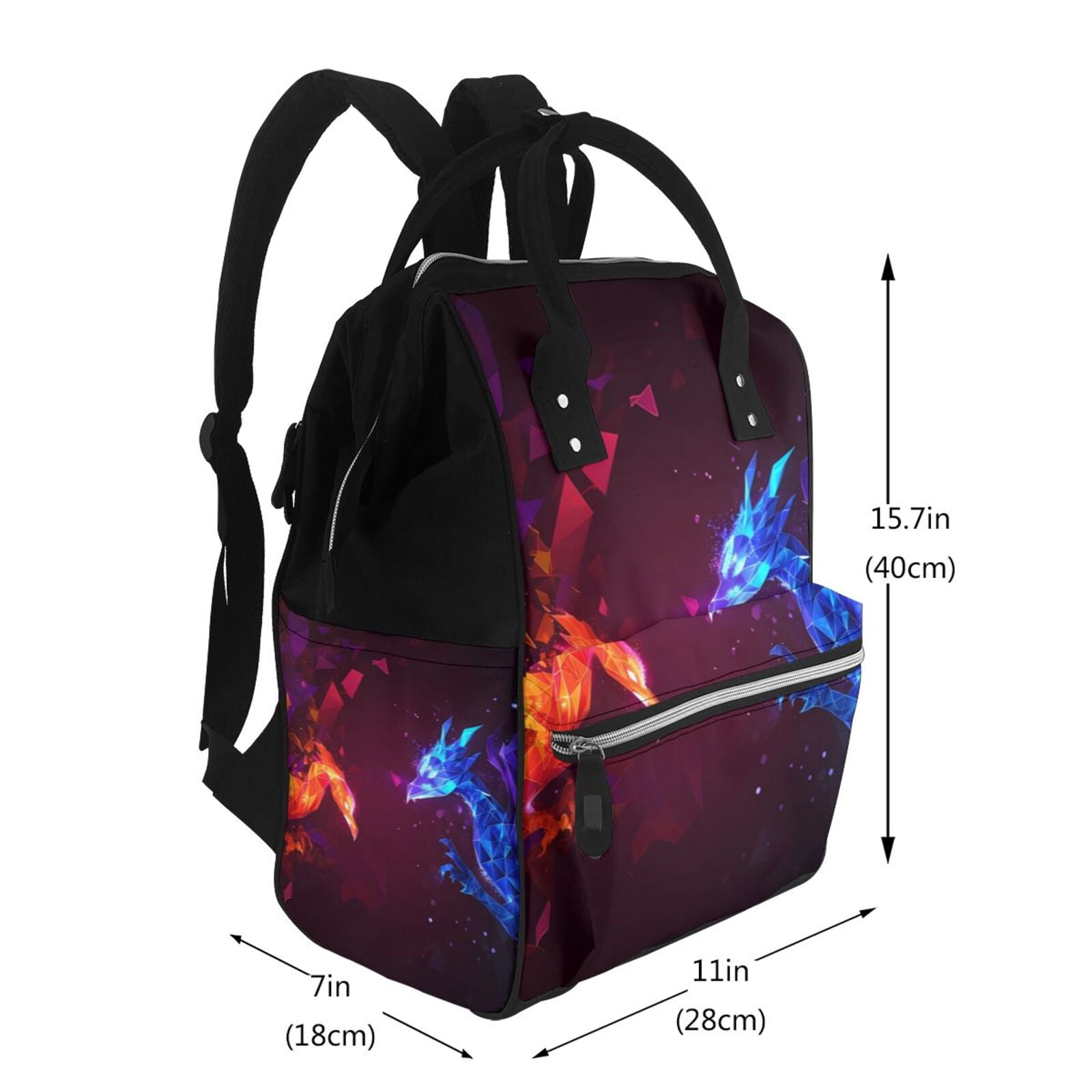 Fuzoiu Futuristic Red And Blue Bird Print Diaper Bag Backpack,Baby Essentials Travel Tote,Multi function Waterproof Diaper Bag, Travel Essentials Baby Bag - Unisex
