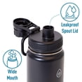 thumbnail image 3 of ThermoFlask 24 oz Double Wall Vacuum Insulated Stainless Steel Water Bottle with Spout Lid, Pitch Black, 3 of 6