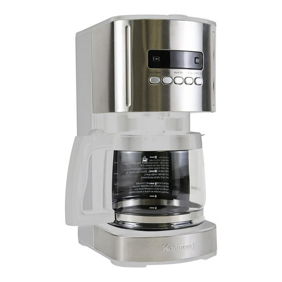 Kenmore Aroma Control 12-Cup Programmable Coffee Maker, White & Stainless Steel, Glass Carafe, Reusable Filter, Timer