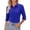 24# Blue, variant on Women Button Down Shirts 3/4 Sleeve Basic Business Dress Shirt Collared Work Office Slim Fitted Classic V Neck Button Up Blouse Tops Light Purple L