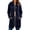 Navy, variant on Women's Full-Zip Hooded Mid-Long Fleece-Lined Outerwear Ghalytn Long Sleeve Casual Coat with Front Pockets