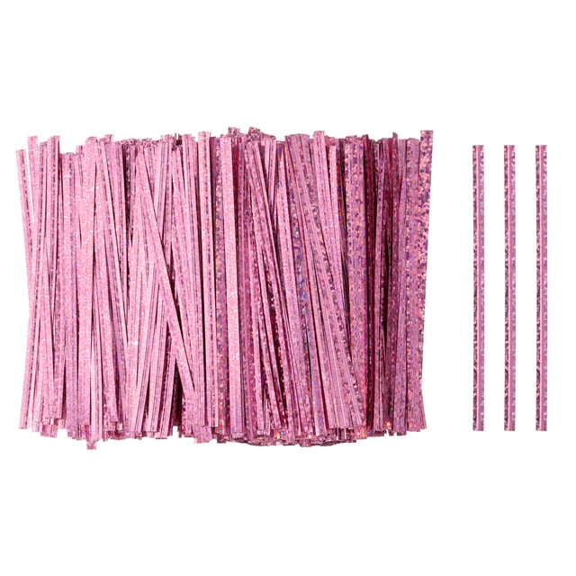 Cierres de bolsa Uxcell, lazos de plástico reutilizables, lazos de alambre para fiestas, pan y caramelos en color rosa