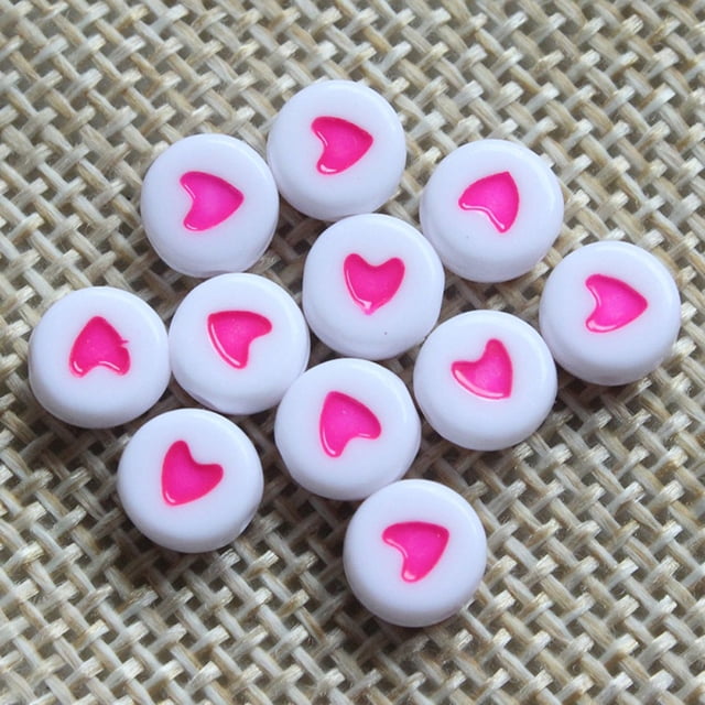 FONDOTIN 100Pcs Assorted Color Heart Beads Jewelry Making Beads Set Acrylic Beading Kit for Craft and Design