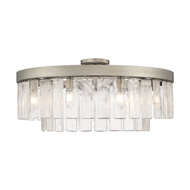 Ciara 9-Light Semi-Flush in Peruvian Silver with Hammered Water Glass