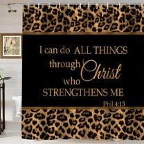 Inspirational Quote Shower Curtain, Patchwork Brown Leopard Print Panther Cheetah Skin African Safari Animal Modern Bathroom Decor, Waterproof Fabric Black Shower Curtain 72 X 72 Inch