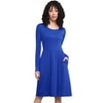 thumbnail image 2 of Made by Johnny Women's Comfy Casual Long Sleeve Flowy Dresses Loose Plain Dress with Pockets L ROYAL_BRITE, 2 of 6