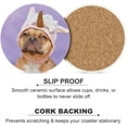 thumbnail image 5 of Round Drink Coasters, 6 Pcs French Bulldog Dog Wearing Unicorn Hat Costume Absorbent Ceramic Coaster with Cork Base for Coffee Cups Housewarming Gift for Home Decor, 5 of 5