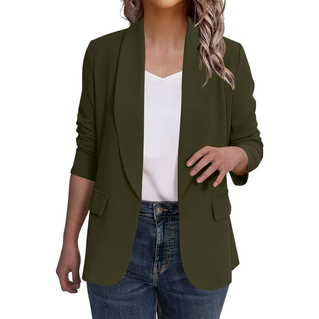 Hauts Décontractés pour Femmes, Cardigan à Manches Longues Mode Décontractée Couleur Unie, Haut/chemise à Col Rabattu, Coupe Régulière, Hauts Quotidiens pour Femmes