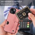 thumbnail image 6 of ShellTech for Ring Holder iPhone 15 Case , Shockproof Leather Hand Strap Kickstand Card Slot Case TPU Back Cover for iPhone 15,Pink, 6 of 9