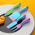 thumbnail image 1 of 4 Pieces Stainless Steel Cheese Knives Set,Stainless Steel Cheese Knives, Cheese Cutter , Cheese Slicer, Cheese Fork -Rainbow Color, 1 of 5