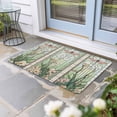 thumbnail image 2 of Butterfly Flowers Doormat Outdoor Entrance 24"x36", Vintage Stained Glass Green Spring Absorb Moisture Dirt Door Mats, Non-Slip Rubber Backing Floor Mats Indoor, Low-Profile Front Door Rugs, 2 of 9