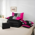 thumbnail image 5 of Manfei Chic Leopard Print Twin Bedding Sets 7-Piece for Female, Cheetah Zebra Animal Bedding Comforter Set, Black Pink Geometric Reversible Sheet Sets, Ultra Soft Home Decor, 5 of 7