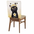 thumbnail image 2 of Cute Black Cat Dining Chair Back Cover Only, Yellow Flower Bee Country Style Fields Set of 4 Chair Back Covers, Removable Washable for Dining Room, Banquet & Holiday Decoration, 2 of 9