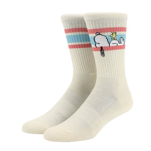 Peanuts Snoopy Varsity Stripes Mens Athletic Crew Socks