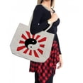 thumbnail image 2 of Ying Yang Shopping Bag, Traditional Themed Ying Yang on Chinese Rising Sun Burst Pattern Print, Eco-Friendly Reusable Bag for Groceries Beach and More, 15.5" X 14.5", Cream, by Ambesonne, 2 of 2